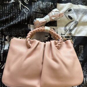 Elegant Pink Braided Handle Women's Bag